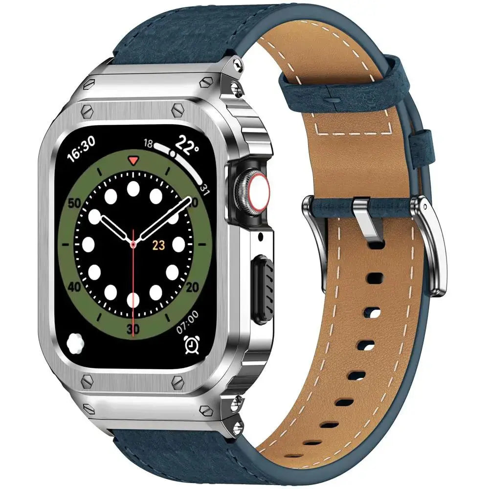 LuxeSteel-Gehäuse und Premium-Lederarmband für die Apple Watch