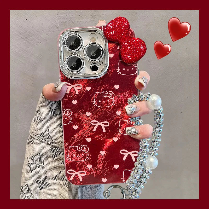 Hello Kitty Rote Schleife Diamant Case