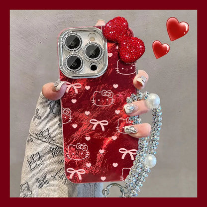 Hello Kitty Rote Schleife Diamant Case