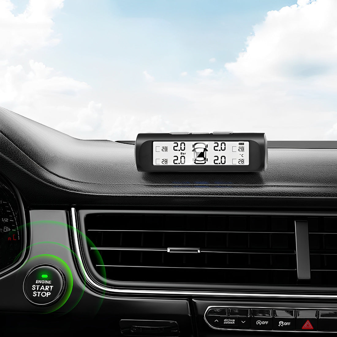 Reifendrucküberwachungssystem mit Solar-USB-Display &amp; 4 Sensoren für Auto SUV Wohnmobil