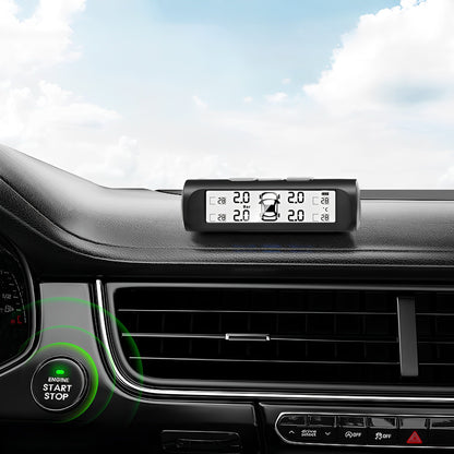 Reifendrucküberwachungssystem mit Solar-USB-Display &amp; 4 Sensoren für Auto SUV Wohnmobil