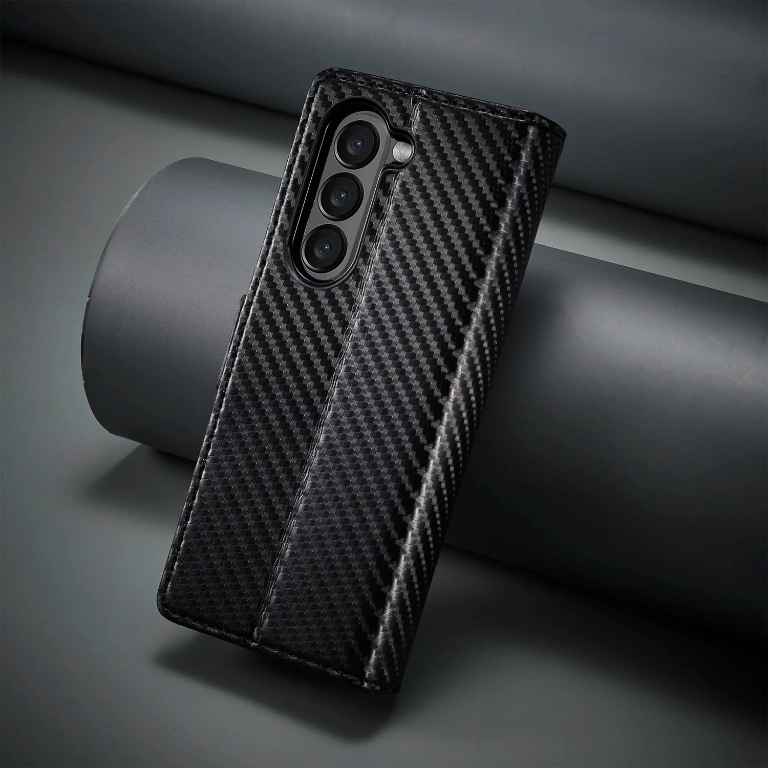 Carbon Fiber Samsung Z Fold Magnetische Flip Cover Geldbörse Hülle