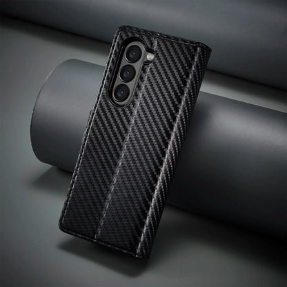 Carbon Fiber Samsung Z Fold Magnetische Flip Cover Geldbörse Hülle