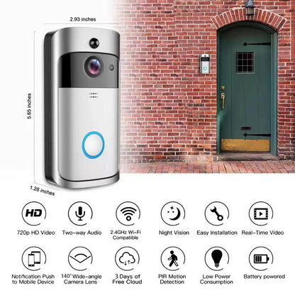 Drahtlose Smart-Video-Türklingel mit Gegensprechfunktion, Bewegungssensor, Nachtsicht, Telefonbenachrichtigungen und wasserdichter Sicherheitskamera