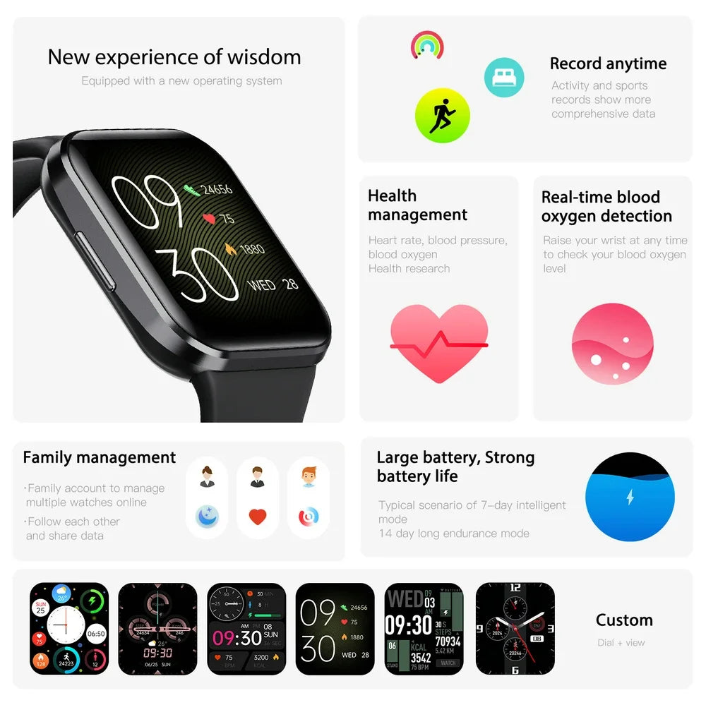 EFFEOKKI Gesundheits-Smartwatch für Frauen Mädchen Gesundheitsmonitor Herzfrequenz