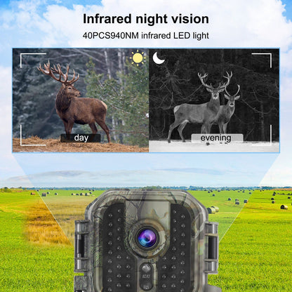 4K 30MP Trail-Kamera mit 2-Zoll-IPS-Bildschirm &amp; 48 Infrarot-LEDs für die Jagd