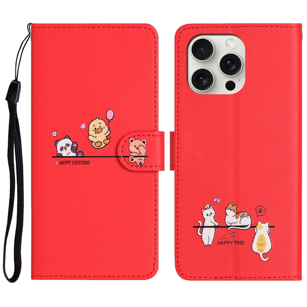 Tierdruck Leder iPhone Magnetische Flip Geldbörse Hülle