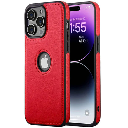 Shockproof Weiches Silikon Leder Case für iPhone 16, iPhone 16 Pro, iPhone 16 Pro Max – Schlankes Design, Lederdesign mit Logo-Ausschnitt