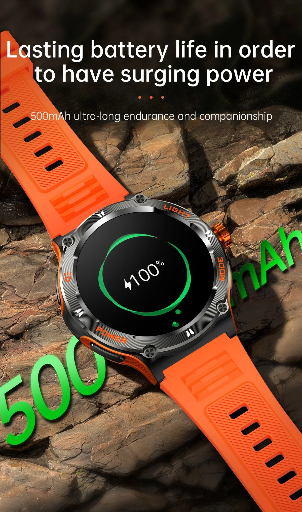 Zelara Outdoor Rugged 3ATM Wasserfest Smartwatch Fitness Tracker Mit Kompass Taschenlampe