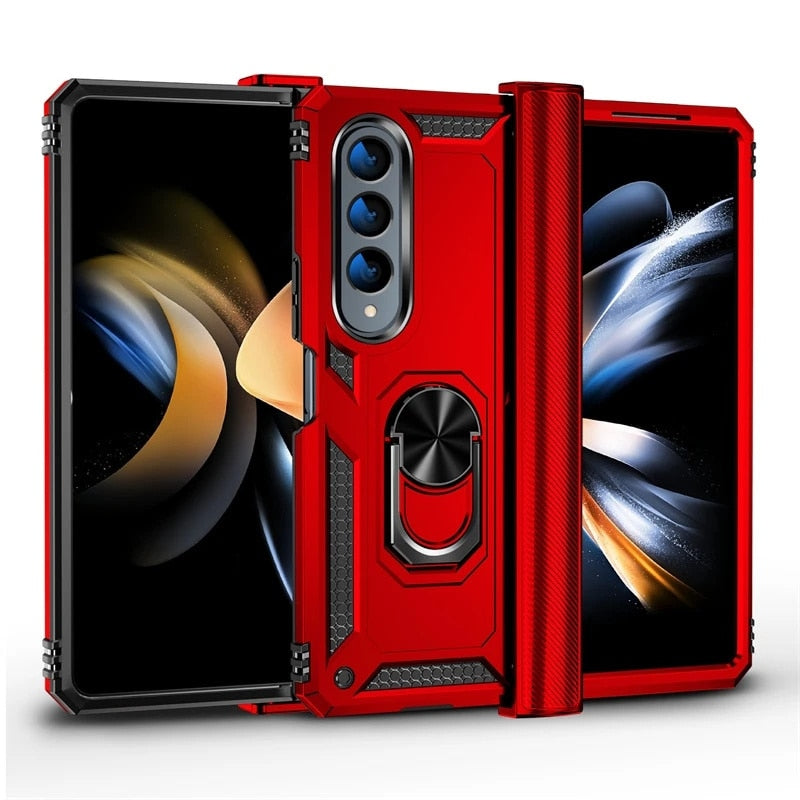 Zelara Magnetischer Rüstungsringhalter Kickstand Case für Samsung Galaxy Z Fold 4 Serie