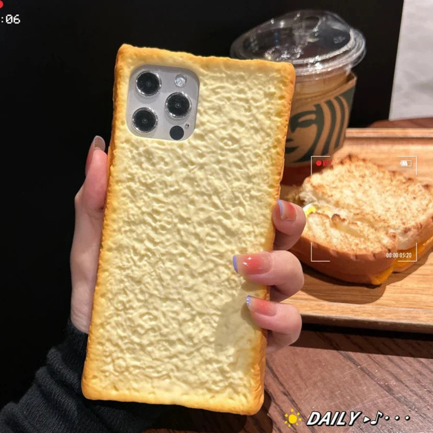 Weiches 3D Toastbrot Handytasche für iPhone Keks Ei Handyhalter Ständer Cover