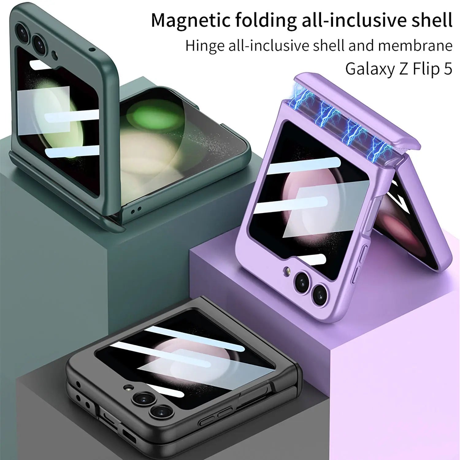 Zelara Schutzhülle mit magnetischem Scharnier, 360 Grad, für Samsung Galaxy Z Flip 5