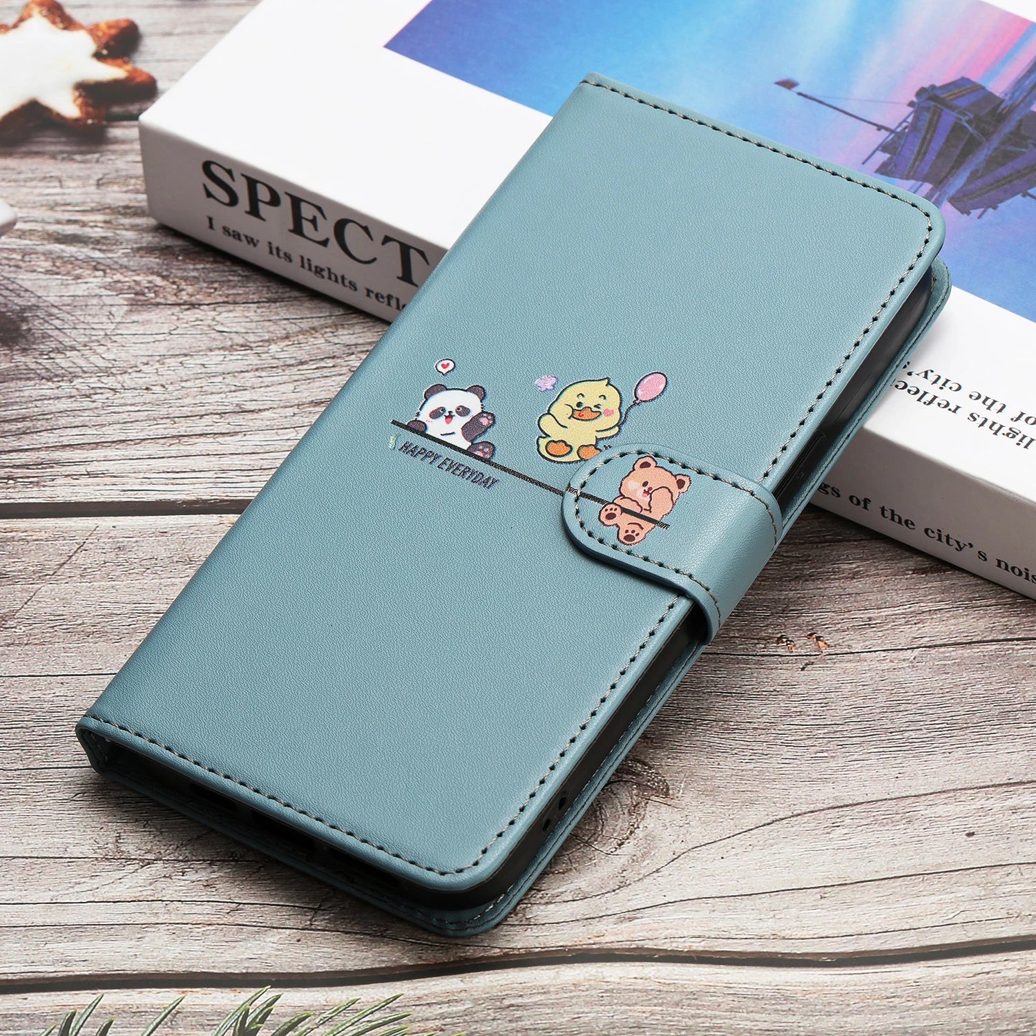 Tierdruck Leder iPhone Magnetische Flip Geldbörse Hülle