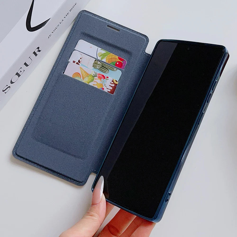 Luxuriöse Magnet Flip Wallet Hülle für Samsung