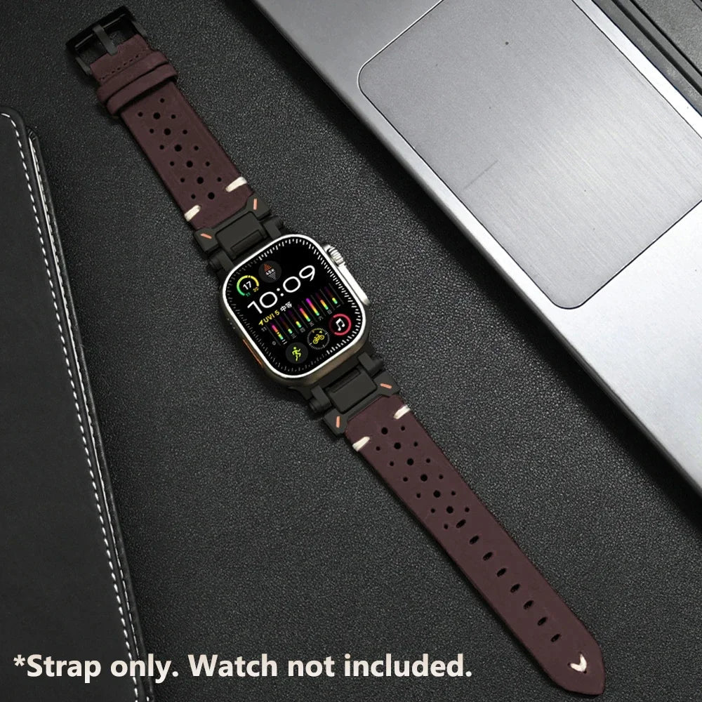 Premium Lederarmband für Apple Watch Series 10 &amp; Ultra 2 – Robustes Luxusarmband