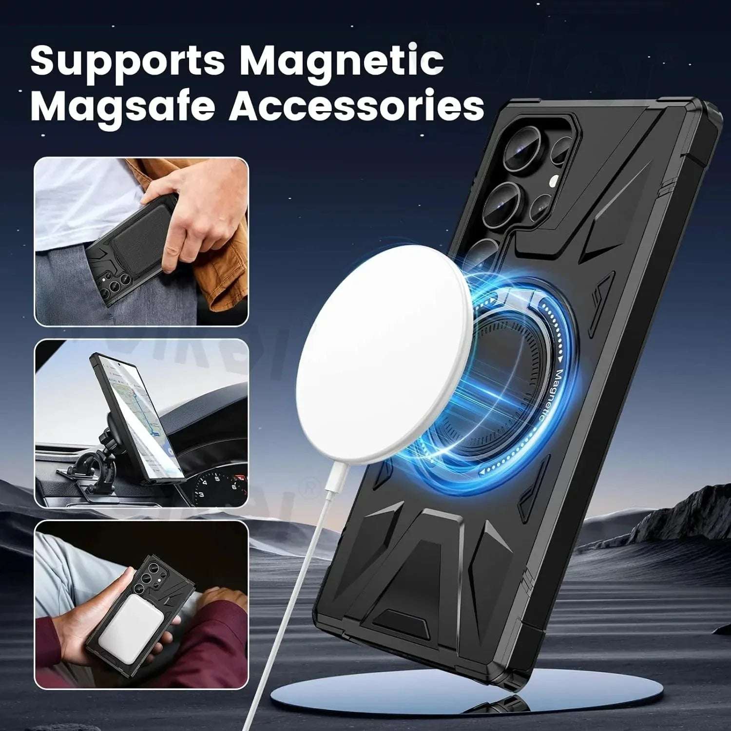 Zelara Super Leicht Magnetischer Ring Halter Kickstand Schutzhülle Armor Für Samsung Galaxy S24 S23 Plus Ultra Serie