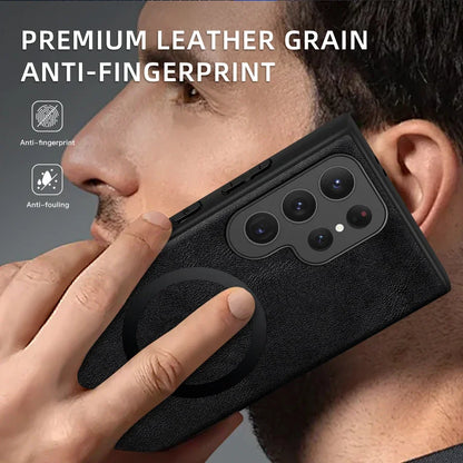 Magnetische Lederhülle für Samsung Galaxy mit Wireless Charging Unterstützung