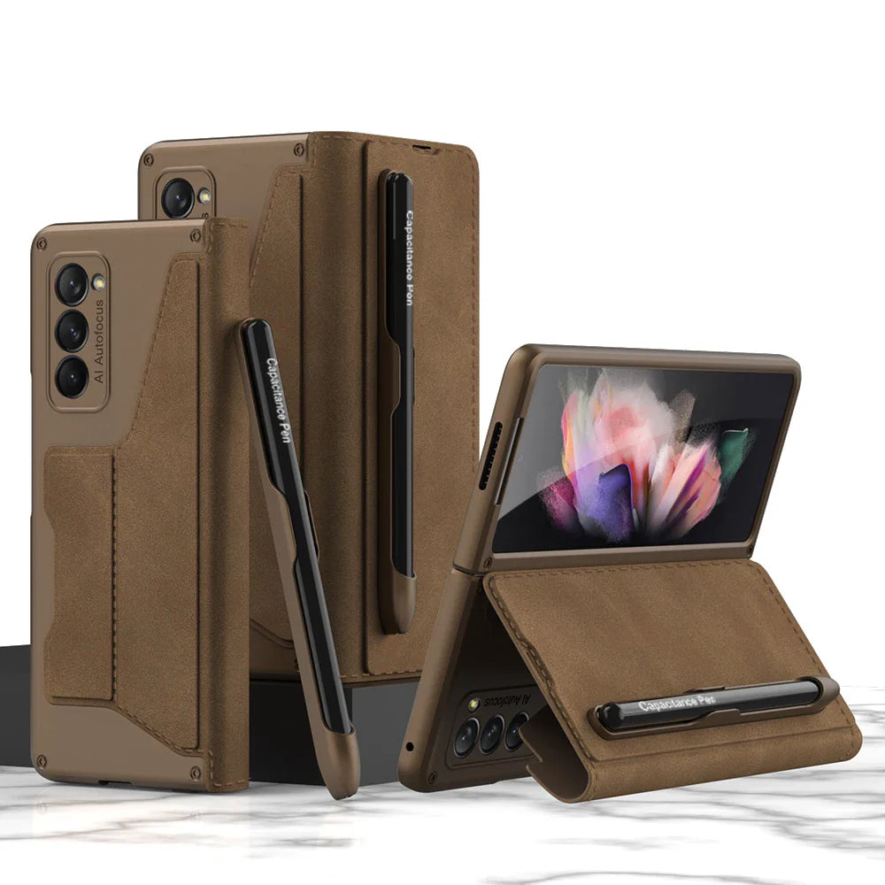 Armor Z Fold 6, 5, 4 Geldbörse, Stiftfach, Lederhülle
