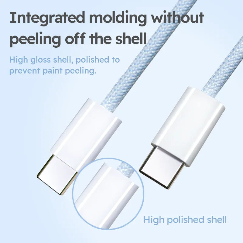 60W USB Typ C zu Typ C Nylon Geflochtenes Lade-Datenkabel