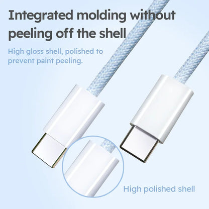 60W USB Typ C zu Typ C Nylon Geflochtenes Lade-Datenkabel