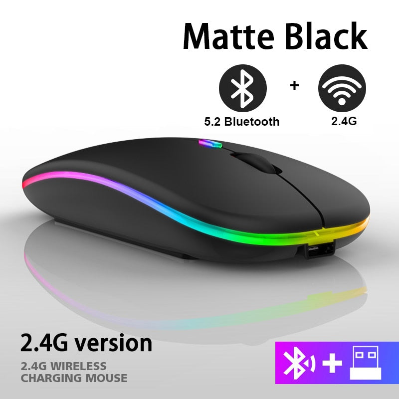 Zelara Ultra Slim 2,4 GHz wiederaufladbare LED USB Bluetooth kabellose Gaming-Maus für PC, Mac und Tablets