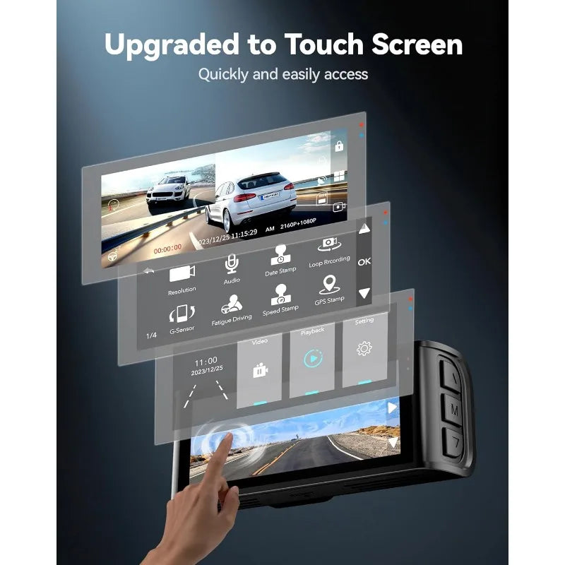 4K Dash Cam Front &amp; Rear, UHD 2160P, WiFi GPS, 64GB Karte