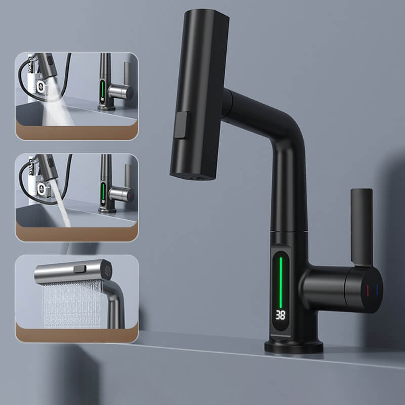 WaterMaster Flexibler LED Küche &amp; Bad Wasserhahn – 360° Schwenkbar, Herausziehbarer Schlauch &amp; 5 Sprühmodi