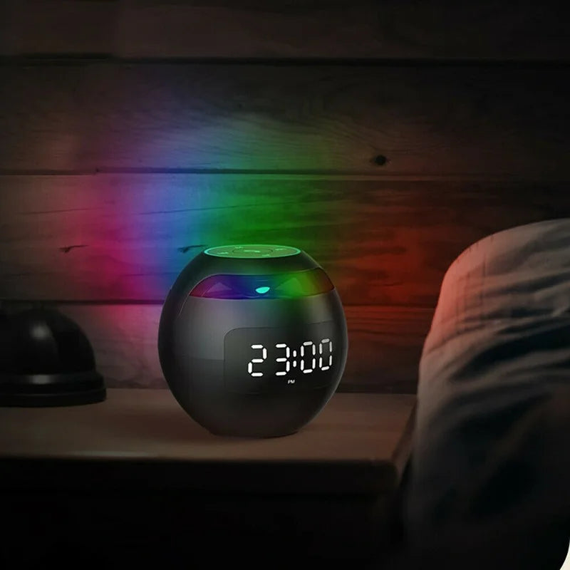 Bluetooth-Wecker Uhr Multifunktional | Farbige Nachtlampe und Qualitätsklang