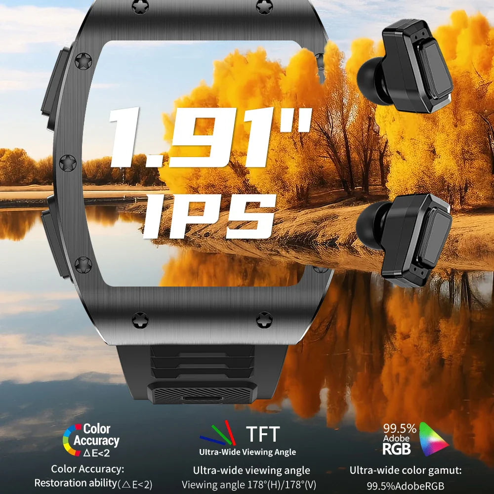 Zelara 2-in-1 Große IPS Touchscreen Sport Smartwatch Fitness Tracker Mit Drahtlosen Bluetooth Ohrhörern Headphones