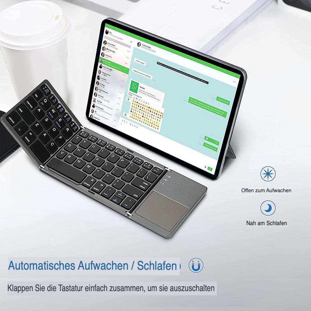 Zelara Super tragbare faltbare Mini-Tastatur mit Touchpad für PC Mac Android IOS Tablets