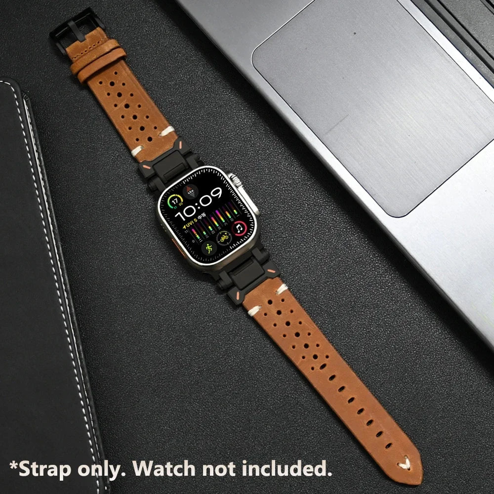 Premium Lederarmband für Apple Watch Series 10 &amp; Ultra 2 – Robustes Luxusarmband