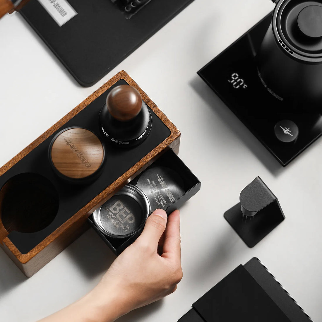 Barista Lieblings Vintage Aufbewahrungsbox Tamper Station