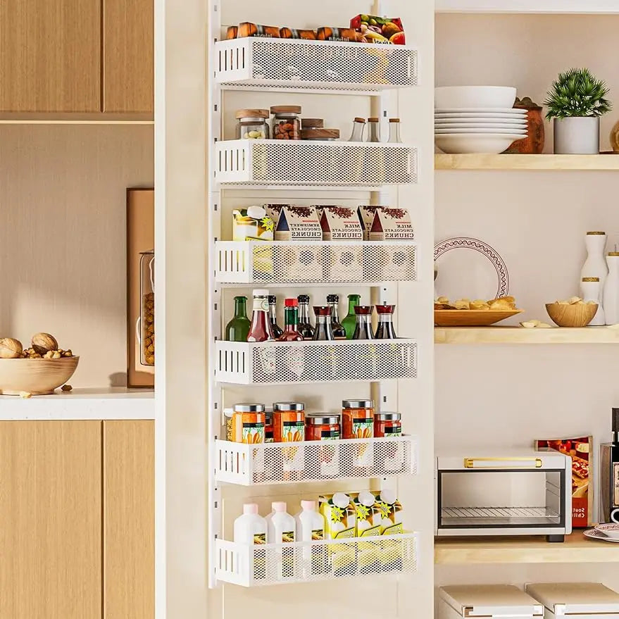 6-stufiger Mesh-Türorganizer: Verstellbarer Gewürzregal für die Küche