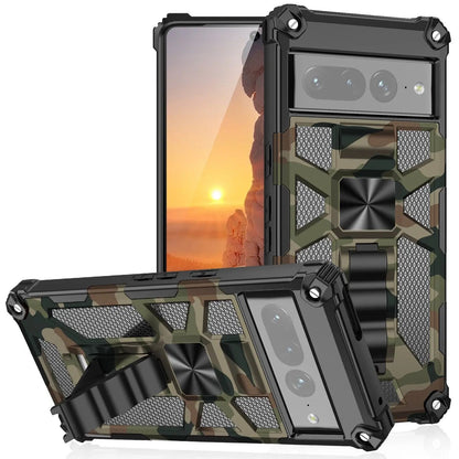 Zelara Camouflage Armor Stoßfestes Kickstand-Case für Google Pixel 7 Pro