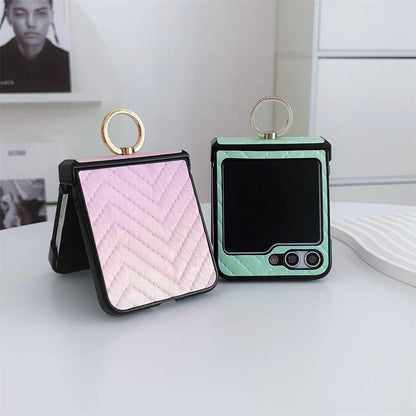 Gradient Leder Samsung Z Flip Ring Halter Etui