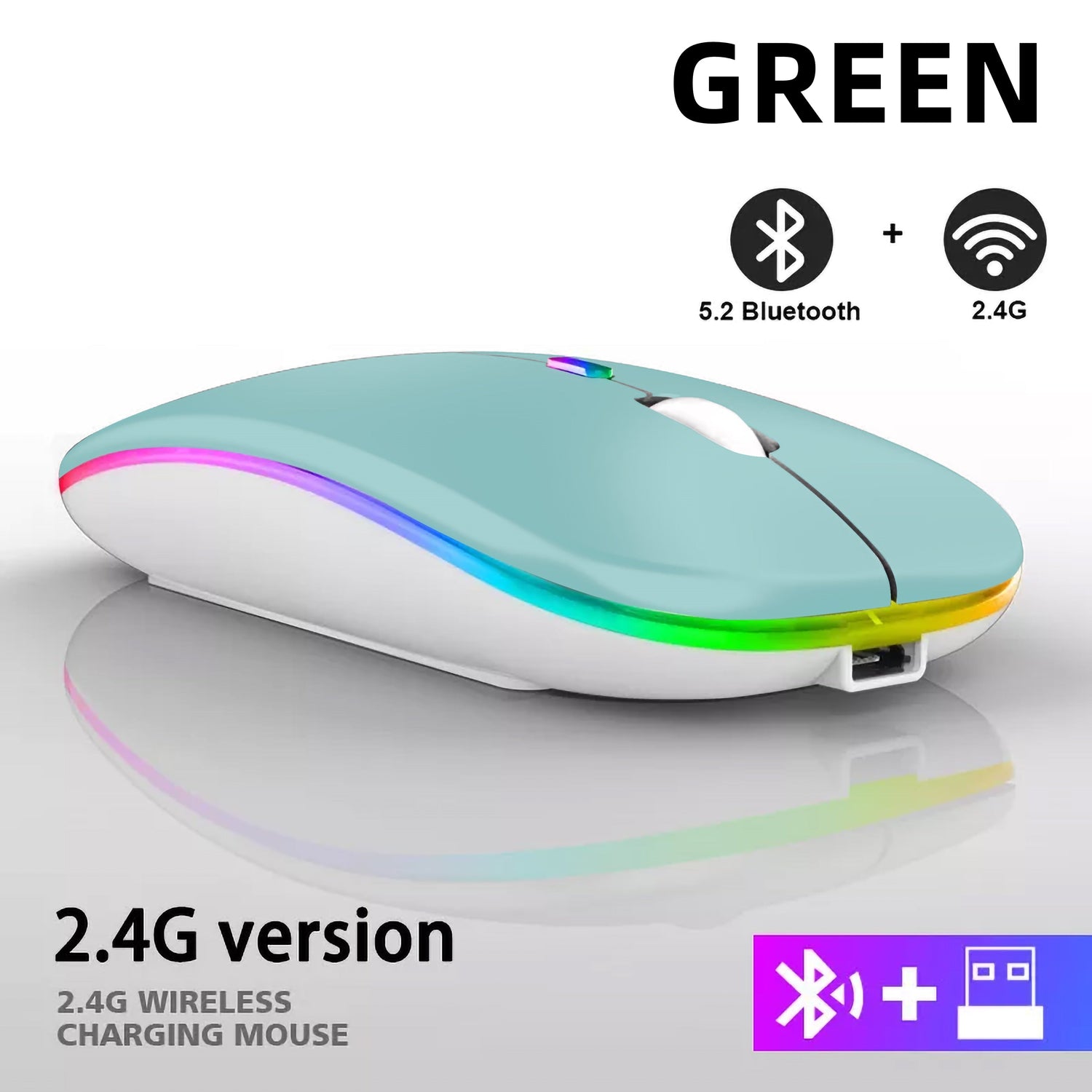 Zelara Ultra Slim 2,4 GHz wiederaufladbare LED USB Bluetooth kabellose Gaming-Maus für PC, Mac und Tablets