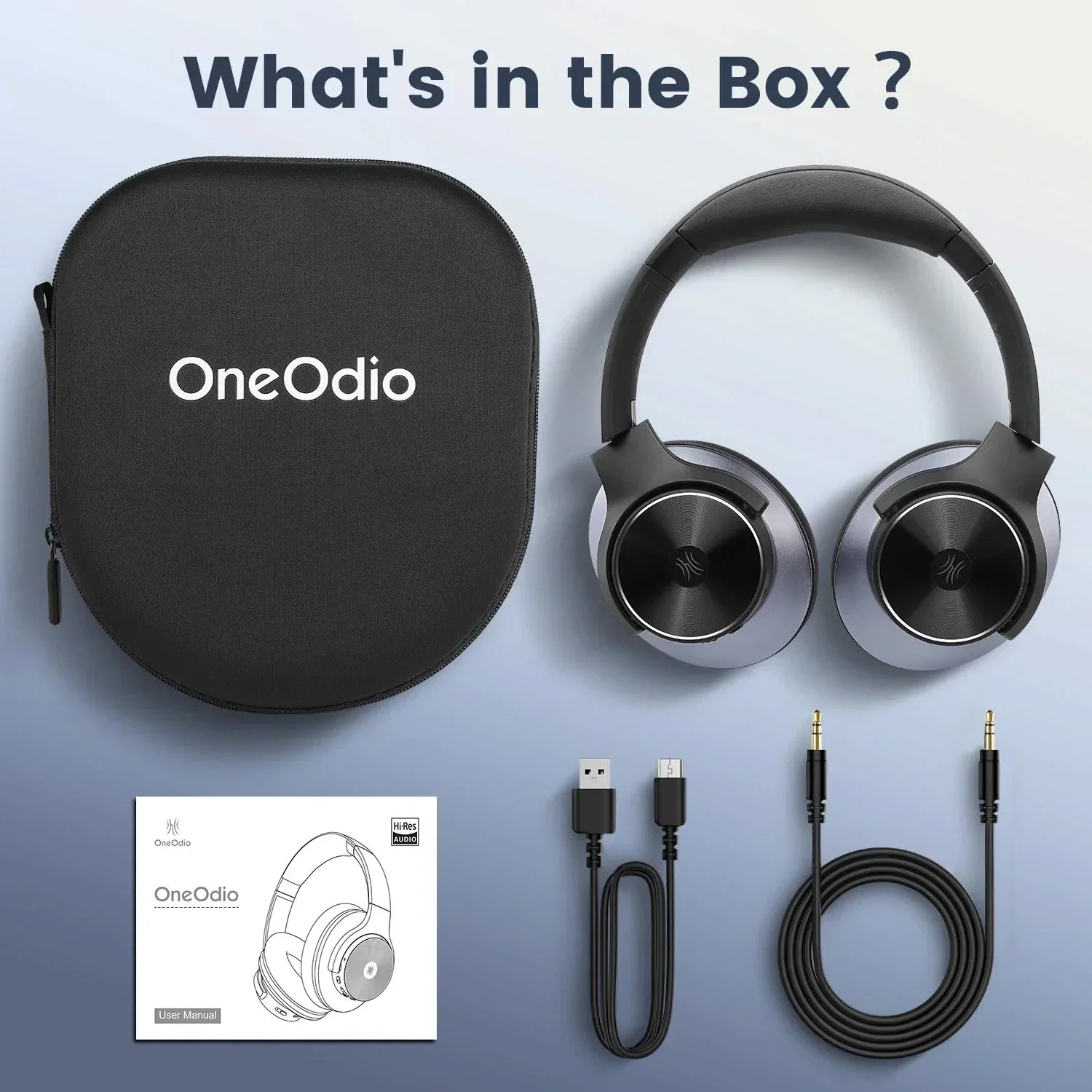 OneOdio A-Serie Aktive Geräuschunterdrückende Drahtlose Kopfhörer – Over-Ear Komfort | Bluetooth 5.0 - Eingebaute Mikrofon, Typ C Ladeanschluss &amp; Tragetasche