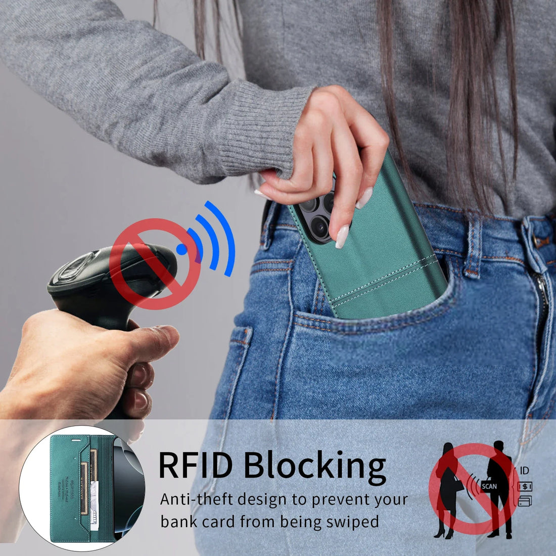 RFID Leder Samsung Magnetisch Flip Brieftasche Case