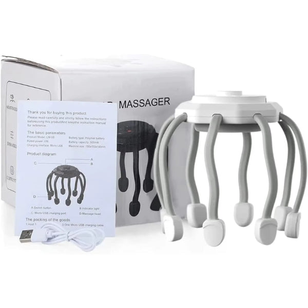 Elektrischer Oktopus-Kopf-Massager - Beste Kopf-Massagemaschine mit Vibrations-Therapie