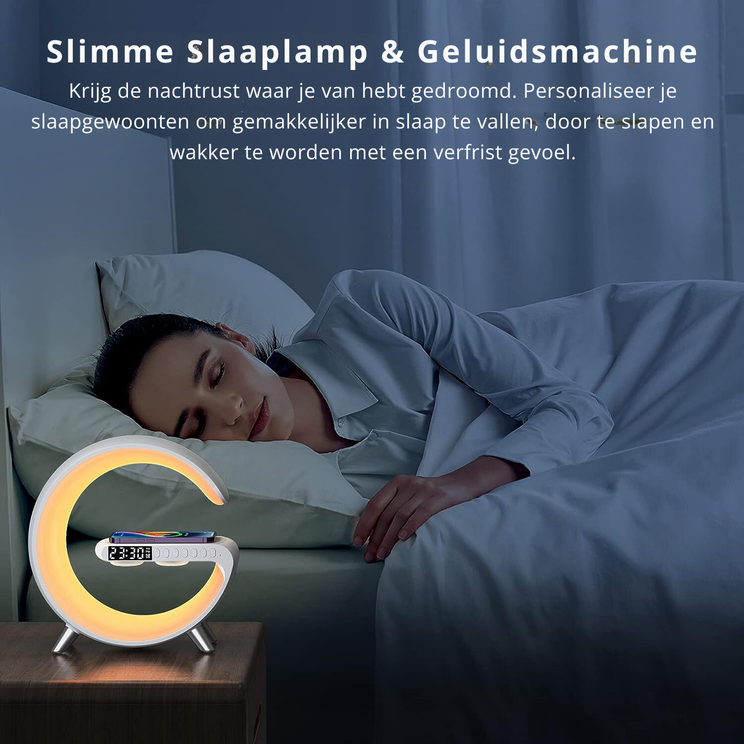 4-in-1 Smart Alarm Clock | Stimmungslicht | Bluetooth-Lautsprecher | Drahtloses Ladegerät