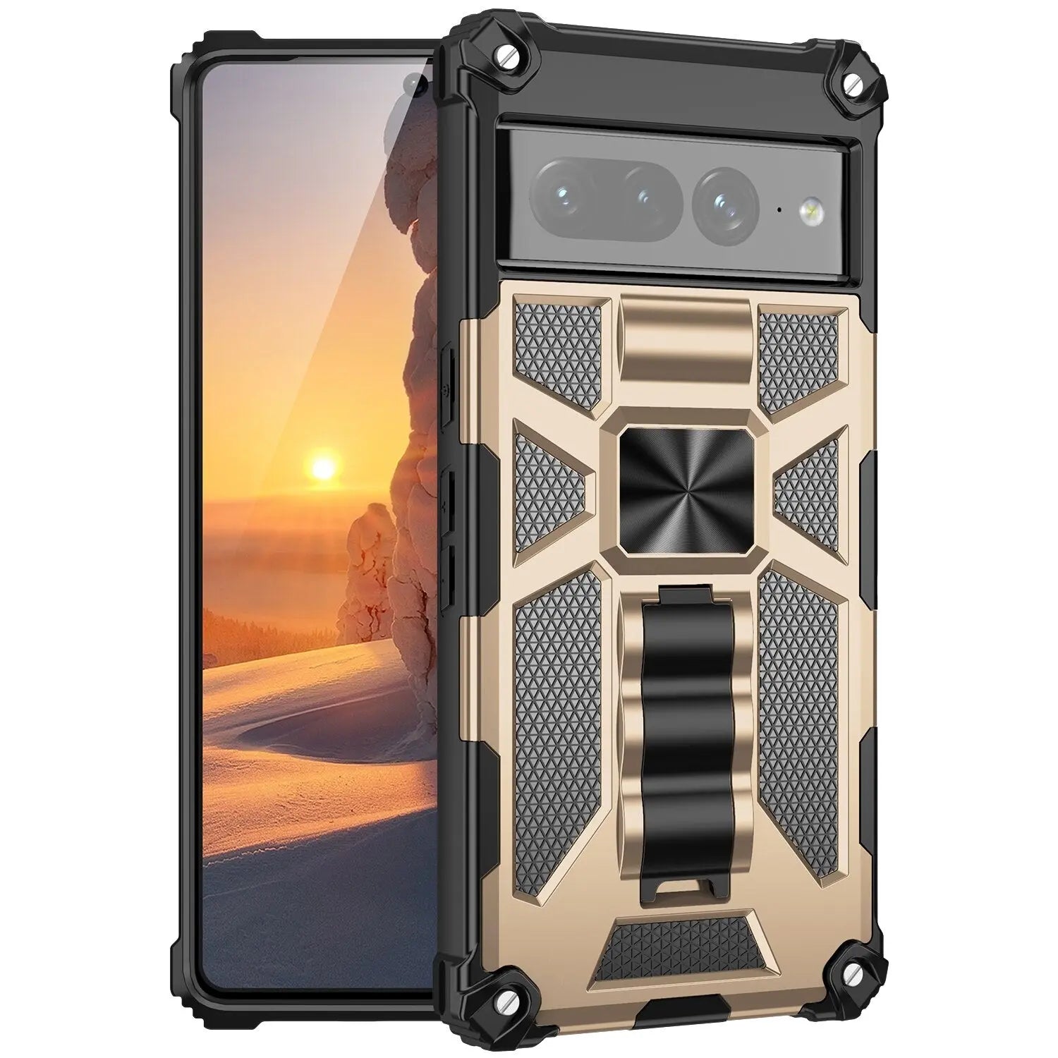 Zelara Camouflage Armor Stoßfestes Kickstand-Case für Google Pixel 7 Pro