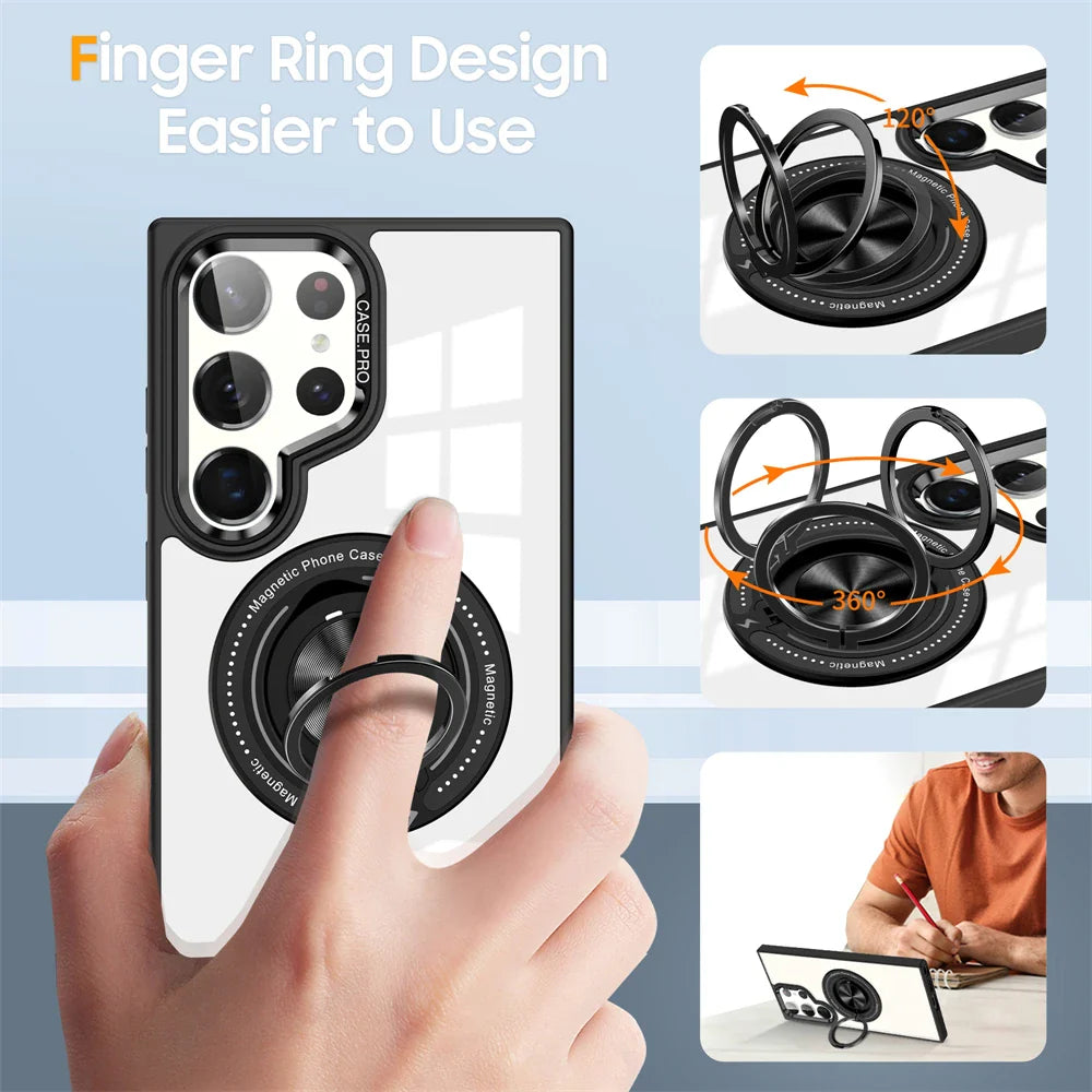 Zelara Ultra Dünn Leicht Transparent Ring Halter Kickstand Schutzhülle für Samsung Galaxy S24 S23 Plus Ultra Serie