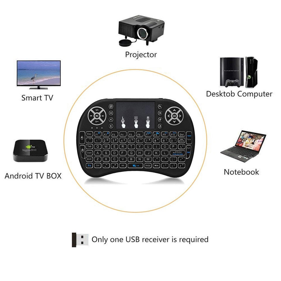 Zelara Mini Wireless Portable Tastatur Fernbedienung mit Hintergrundbeleuchtung für PC Android TV iPad