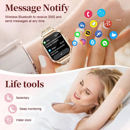 Stylische wasserdichte Smartwatch für Frauen mit Fitness-Tracking &amp; Bluetooth-Anruffunktion