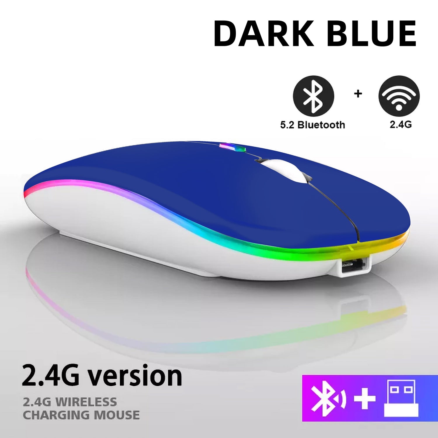 Zelara Ultra Slim 2,4 GHz wiederaufladbare LED USB Bluetooth kabellose Gaming-Maus für PC, Mac und Tablets