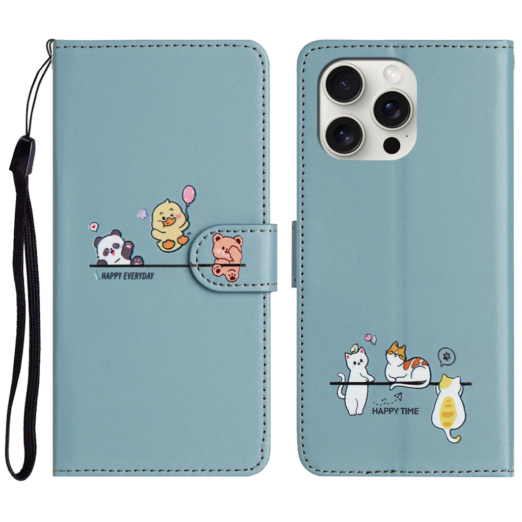 Tierdruck Leder iPhone Magnetische Flip Geldbörse Hülle