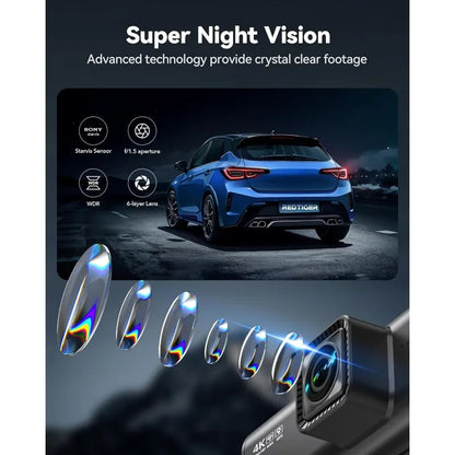 4K Dash Cam Front &amp; Rear, UHD 2160P, WiFi GPS, 64GB Karte