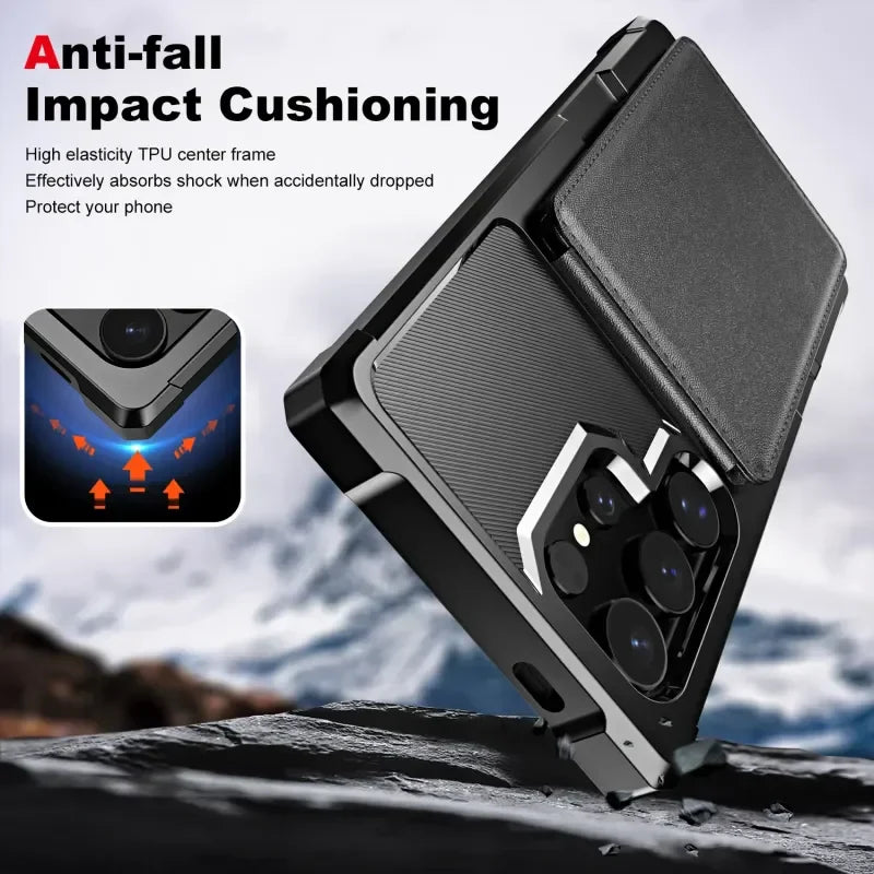 Plus Leder Flip-Karten Wallet Telefonhülle für Samsung