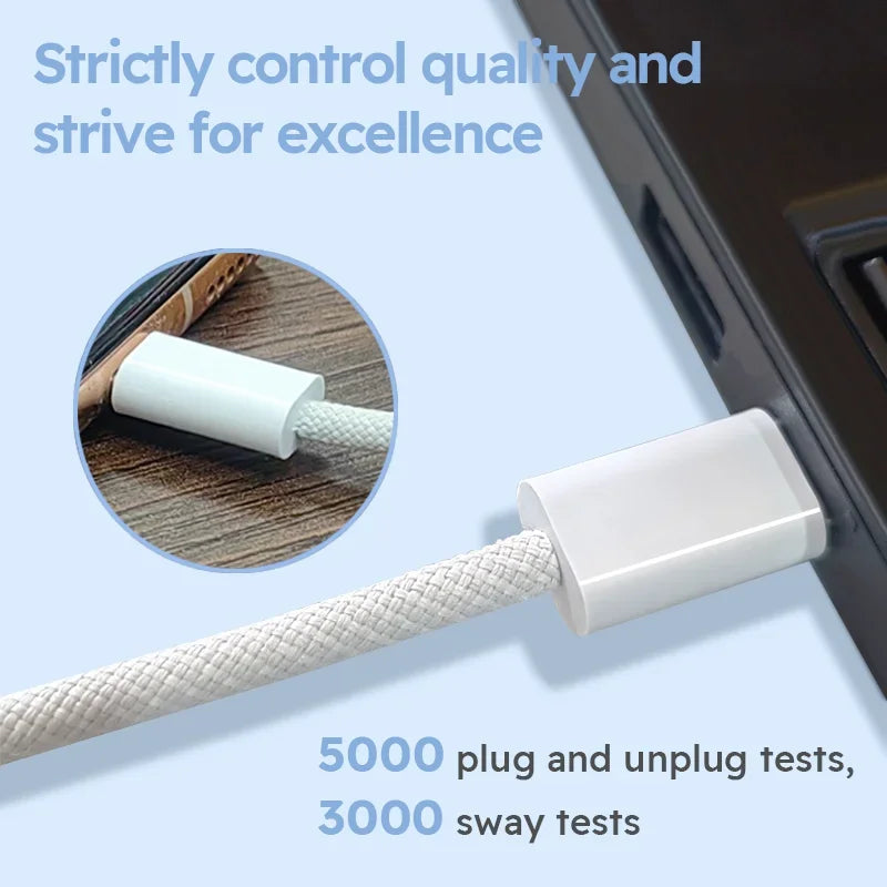 60W USB Typ C zu Typ C Nylon Geflochtenes Lade-Datenkabel