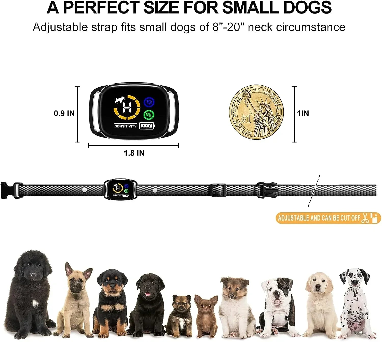SmartSafe No-Bark Halsband für kleine Hunde | Anti-Bell wiederaufladbar